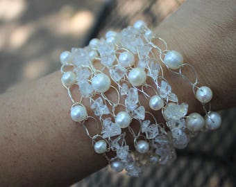 Pearl Bracelet, Pearls, Multistrand, STUNNING, Statement Bracelet, Bridal, Wedding, Formal, 7 Strand, Multi Strand, GORGEOUS BRACELET