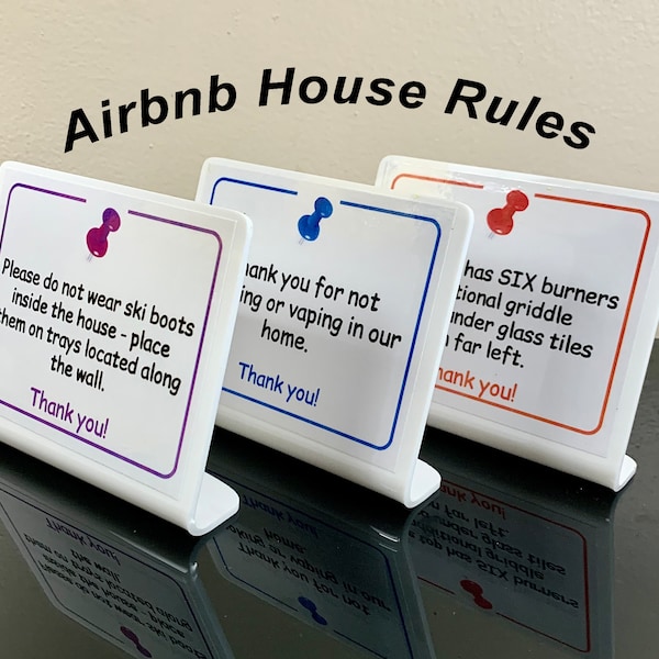 Custom Acrylic Guest House Rules Sign - Set of 3