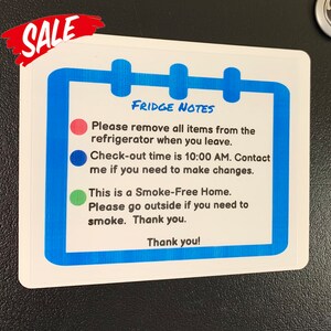 Koelkaststickers op maat gemaakt magnetisch bord - voor Airbnb, VRBO, bed & breakfast en kortetermijnverhuur - formaat: 5 x 4 inch