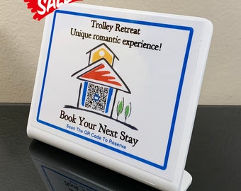 QR Code Reservation Sign: Airbnb, VRBO, Hotel (5" x 4")