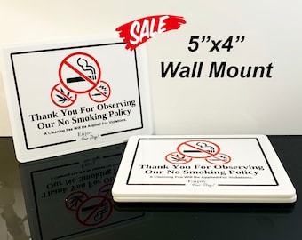 No Smoking Policy Sign – Laminated Wall Mount for Rentals (5x4")
