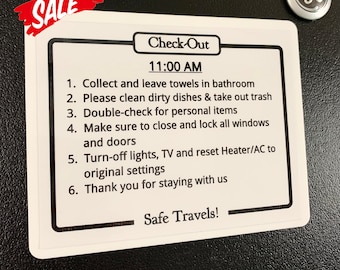 Imán para nevera con instrucciones de salida: Airbnb, alquiler vacacional (5" x 4")