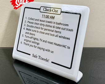Custom Acrylic Check-Out Sign: Airbnb, Vacation Rental (5" x 4")