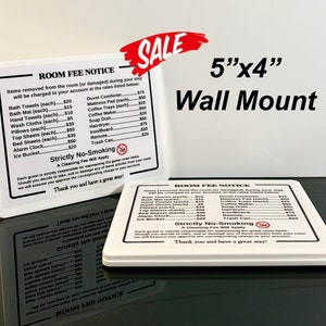 Guest Room Fee Wall Mount - Acrylic Signs For Airbnb, Hotel, Motel, VRBO And Short-Term Rentals