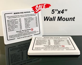 Guest Room Fee Notice Sign - Airbnb, Hotel, VRBO - 5"x4" Acrylic Wall Mount