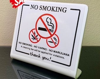 Prohibido fumar, vapear, letrero de marihuana, habitación de invitados, Airbnb