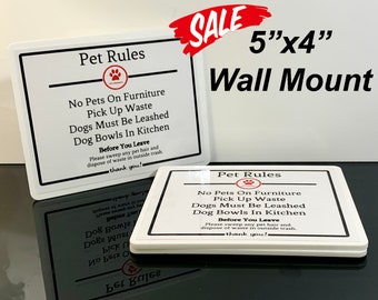 Pet Friendly House Rules Wall Mount Sign - Laminated 5" x 4" - Airbnb, VRBO And Short-Term Rentals