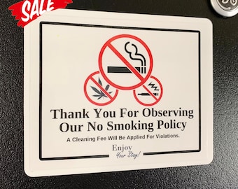 No Smoking Magnet Sign, Airbnb, Vacation Rental, 5"x4" Acrylic