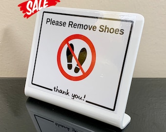 No Shoes Room Sign: Laminated Acrylic for Airbnb, Hotels (5" x 4")