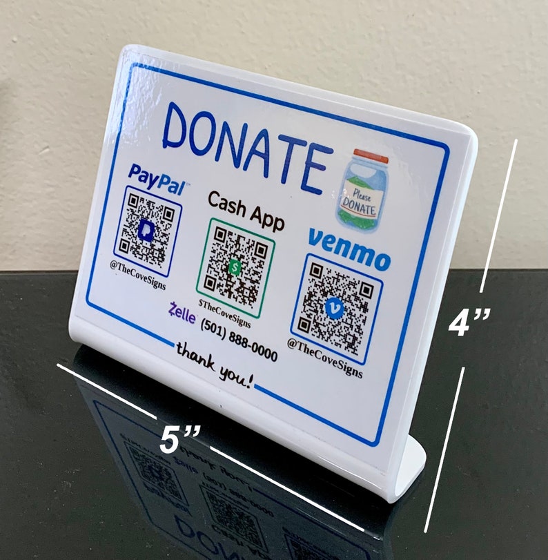 Touch Free, Donation QR Code Sign Accept Donations Through Paypal