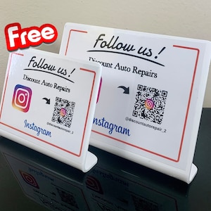 New QR Code Instagram Acrylic Sign - FREE Bonus Sign - Promote Your Social Media - Ideal For Business, Airbnb, Salons, Tattoo Shops
