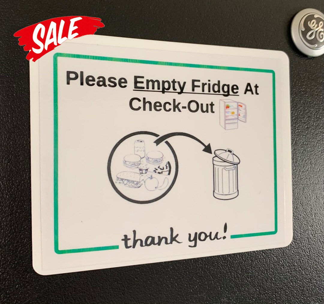 Clean Out Fridge Magnetic Acrylic Sign for Airbnb, Bed and Breakfast ...