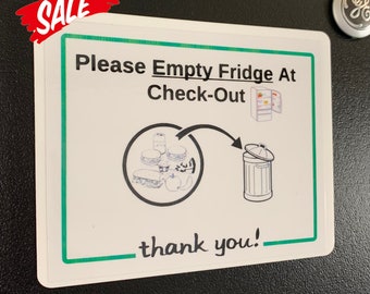 Clean Out Fridge Magnetic Sign: Airbnb, Vacation Rental (5" x 4")