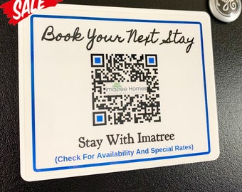 Magnetic QR Code Sign: Airbnb, VRBO Re-booking Fridge Magnet (5" x 4")