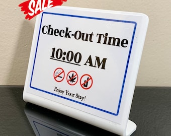 Custom Acrylic Check-Out Time Sign: Airbnb, VRBO, Hotel