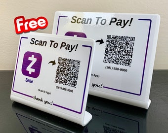 Zelle QR Code Acrylic Sign: Touch-Free Payment Display