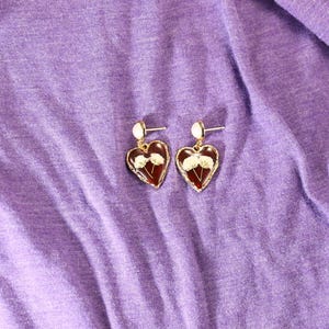Handcrafted Heart Earrings: Real Wildflower Cottagecore Jewelry