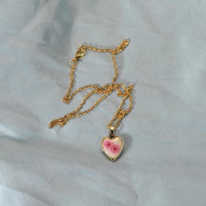 Pink Romantic Heart Locket- Cottagecore- Fairycore - Handcrafted Flower Jewelry- Whimsigoth- Goblincore- Romantic Academia- Gift for Her