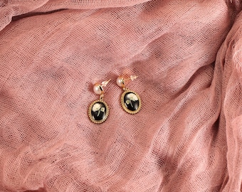 Handcrafted Real Flower Earrings: Black Romantic Cottagecore Jewelry