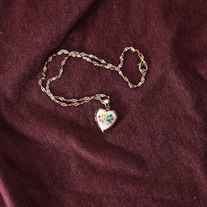 Rainbow Romantic Heart Locket- Cottagecore- Fairycore - Handcrafted Flower Jewelry- Whimsigoth- Goblincore- Romantic Academia- Pride
