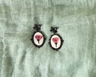 Handcrafted Real Flower Earrings: Whimsigoth - Cottagecore Jewelry