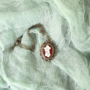 Romantic Cottagecore Red - Fairycore Necklace - Gothic- Mori Kei- Real Flower Jewelry- Whimsigoth- Goblincore- Dark Academia- Gift for Her