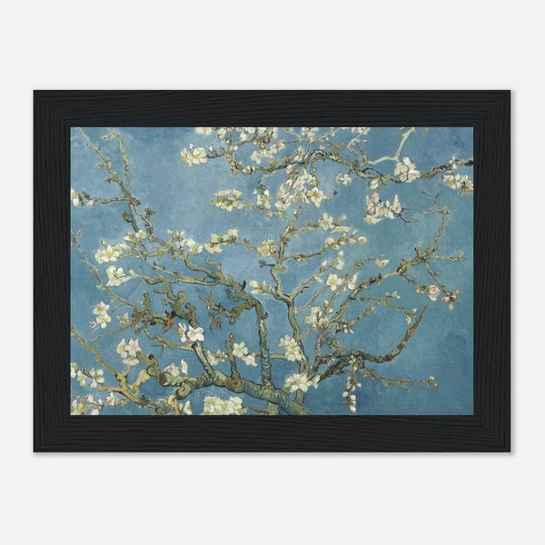 Vincent Van Gogh's Almond Blossom (1890) Premium Matte Paper Wooden Frame Ready to hang Blue and White Romantic Flower Art Wall