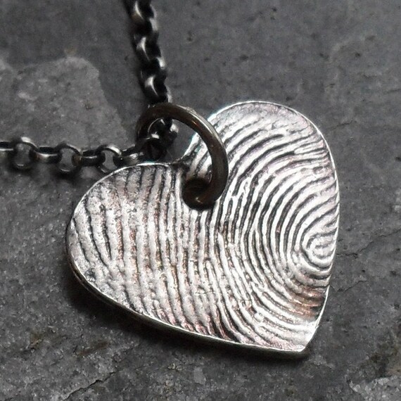 Thumbprint Or Fingerprint Heart Necklace Custom Fine And - Thumbprint Heart Pendant Thumbprint Or Fingerprint Heart Necklace Custom Fine And - Thumbprint Heart Pendant