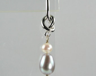 Silver Knot with Gray and White Freshwater Pearls