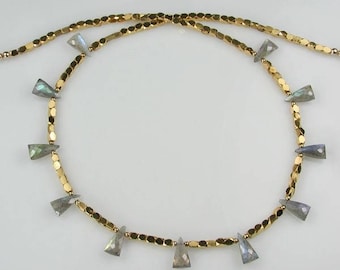 Labradorite Ribbon of Gold Necklace