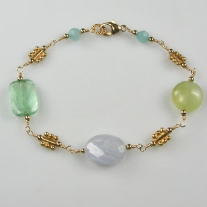 Colors of the Sea Bracelet Blue and Green Gemstones image 1