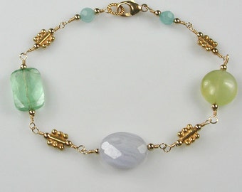Colors of the Sea Bracelet Blue and Green Gemstones