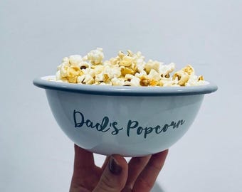 Personalised Enamel Snack Bowl Sweet Bowl Popcorn Bowl
