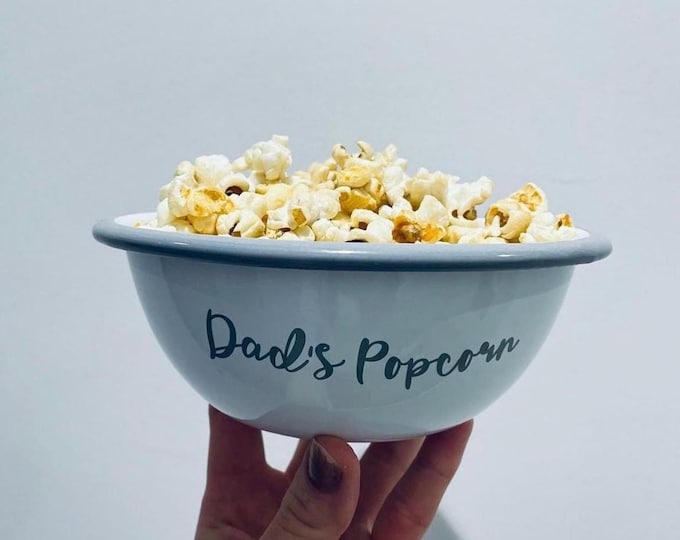 Personalised Enamel Snack Bowl Sweet Bowl Popcorn Bowl
