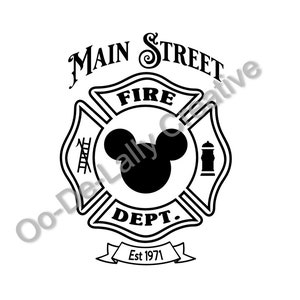 Corpo de Bombeiros da Main Street - SVG - Parques Mágicos - Designs Exclusivos para Férias - Inspirado em Parques Temáticos