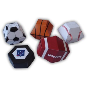 Soccer ball Digital PDF Gift Box Favor Party Printable Template image 2