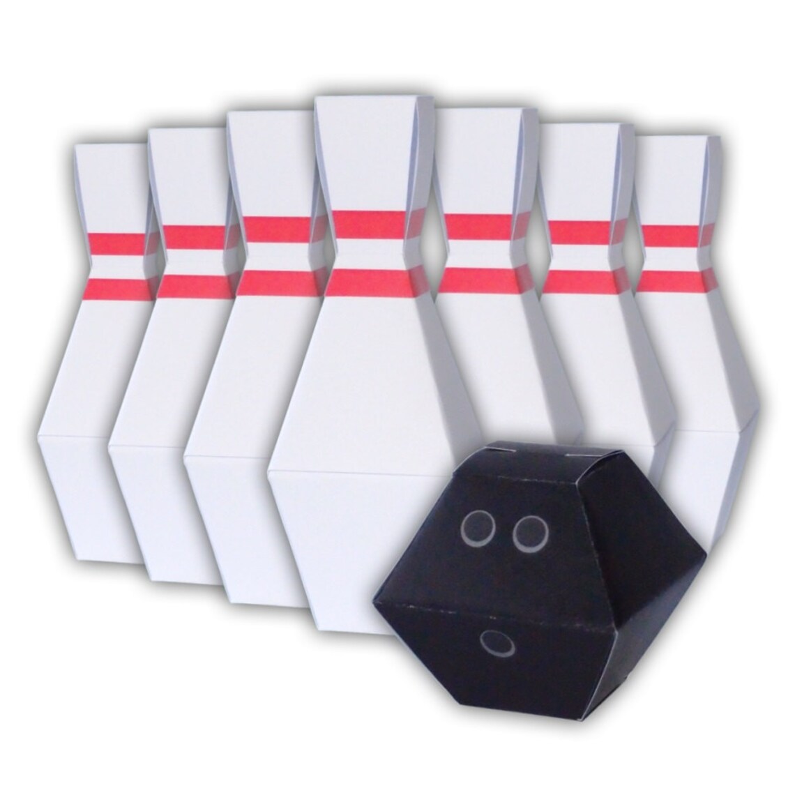 Bowling Ball Sports Favor Gift Box Party Printable Color Template