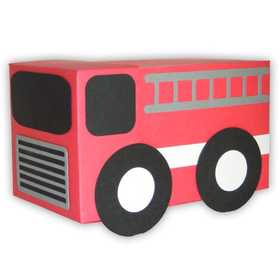 fire truck gift box favor printable color template digital pdf etsy