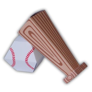 Baseball Set Fledermaus und Ball Sport Geschenk Box Favor Party Druckbare Farbvorlagen Digitales PDF