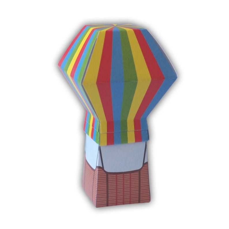 Rainbow Hot Air Balloon Digital PDF Gift Box DIY Favor Printable Color Template custom colors available image 1