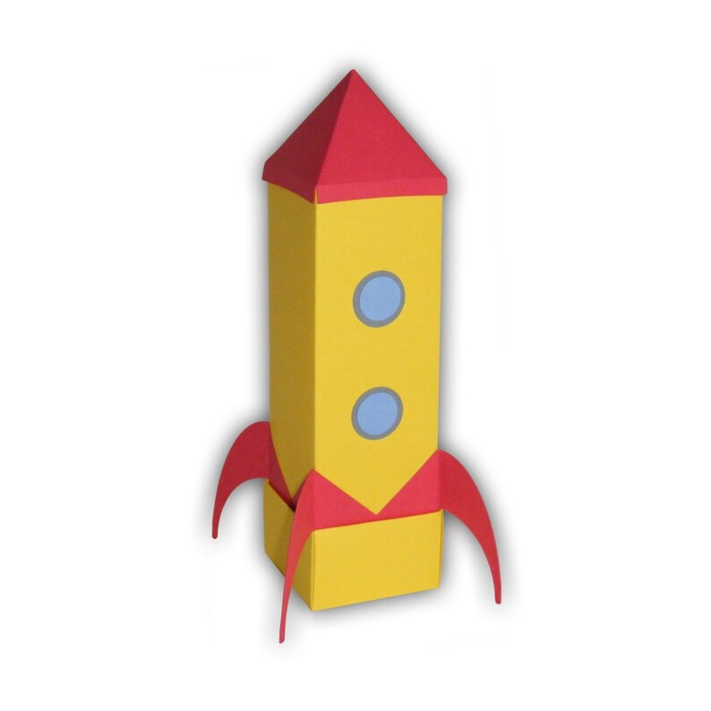 Rocket Ship Digital PDF Gift Box Favor Party Printable Color Etsy