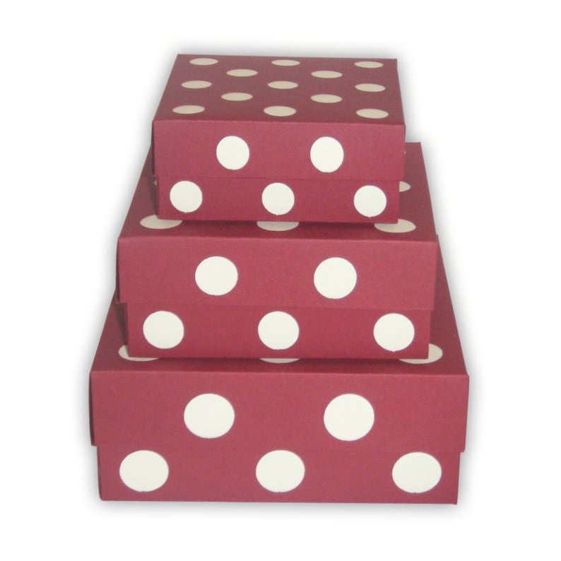 Set of Three Square Polka Dot Favor Gift Boxes Printable Color Etsy