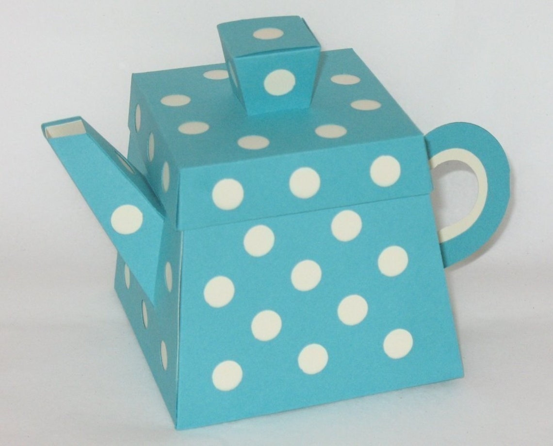 Polka Dot Teapot Favor Box and Small Teacups Set Printable Color ...