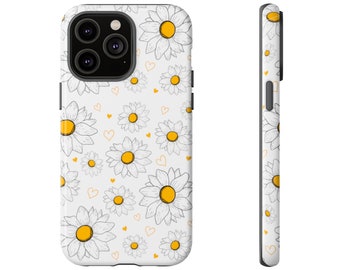 Daisies and Hearts Tough Phone Case White