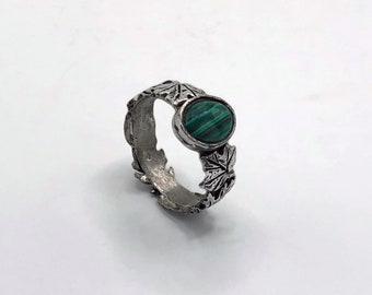 Silver Leaves Malachite Band