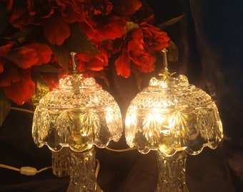 Superbes lampes de table d'appoint au plomb et cristal Leviton (2) vintage