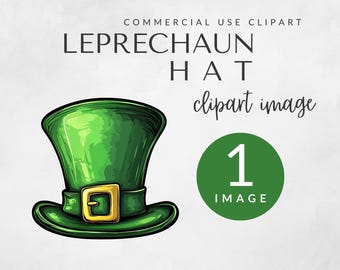 Pakiet clipartów z kapeluszem skrzata do użytku komercyjnego, Dzień Świętego Patryka w formacie PNG, Clipart z zielonym kapeluszem, Clipart z koniczyną, Clipart z koniczyną, Projekt sublimacji