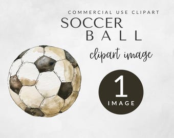 Soccer Ball Clipart for Commercial Use, Watercolor Soccer Ball, Sports Clipart, Watercolor Football Clipart, Soccer Mom, Soccer Graphic