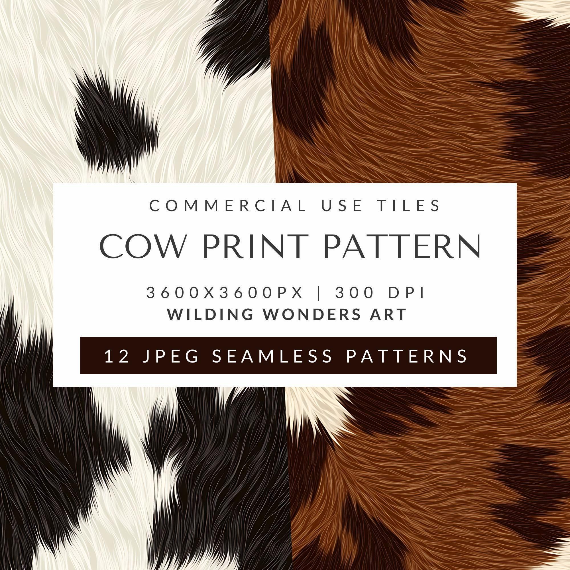 Cow Print Seamless Pattern Tiles Pack for Commercial Use, Western Cow ...