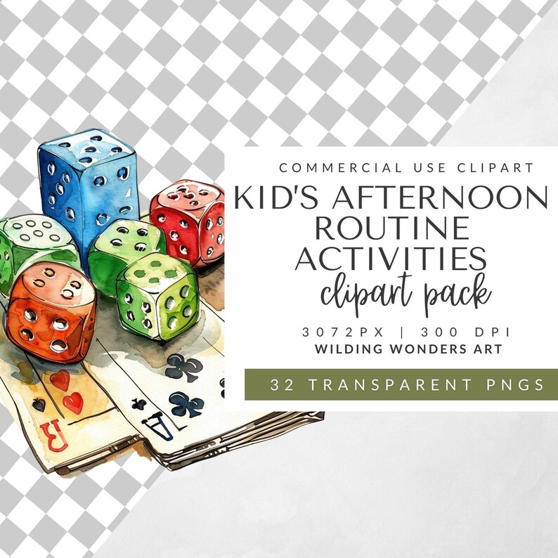 Kids Afternoon Routine Clipart Pack for Commercial Use, Kids Routine Chart, Chore Chart Kids Printable, Planner Stickers, Watercolor image 9